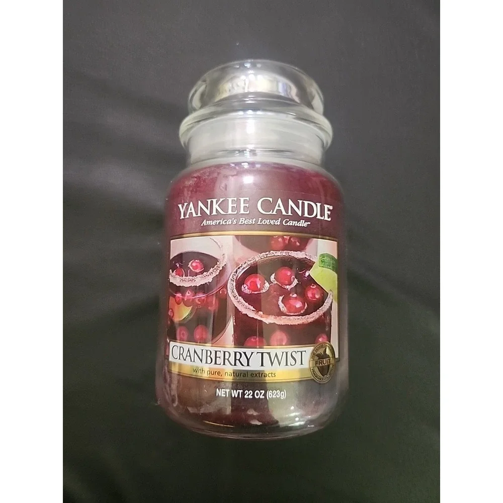 New RARE YANKEE CANDLE 22oz‎ LARGE JAR RETIRED COLLECTOR Scent Cranberry Twist